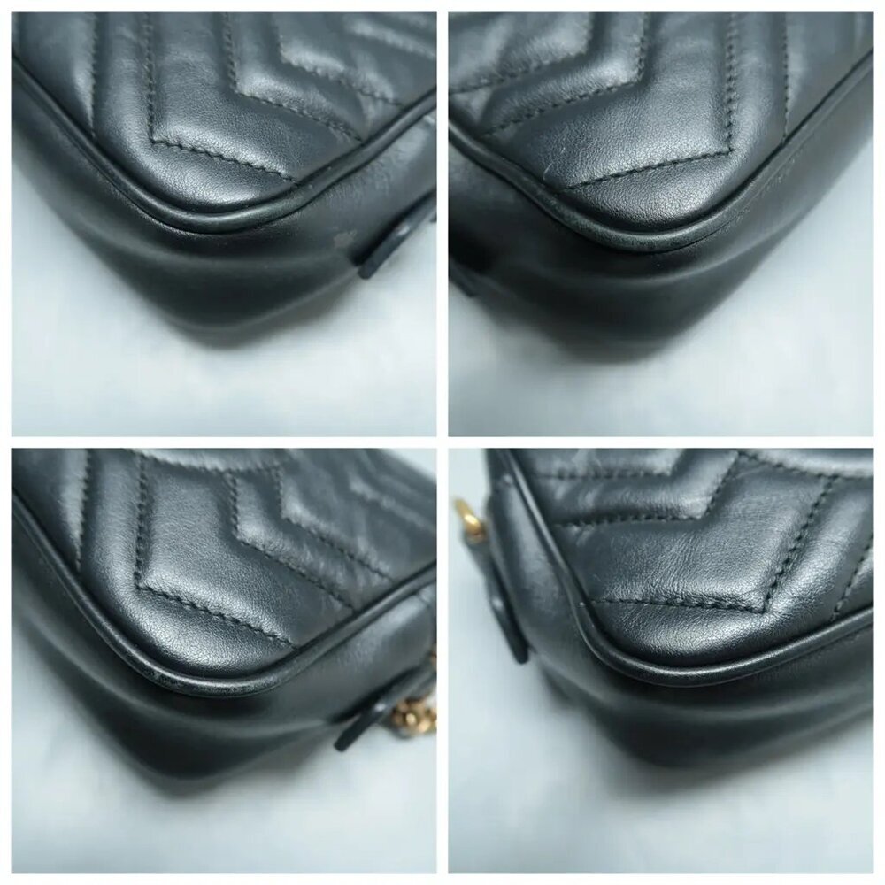 100% Authentic GUCCI GG Marmont Black Leather Shoulder Bag 882-112824 - Picture 6 of 12